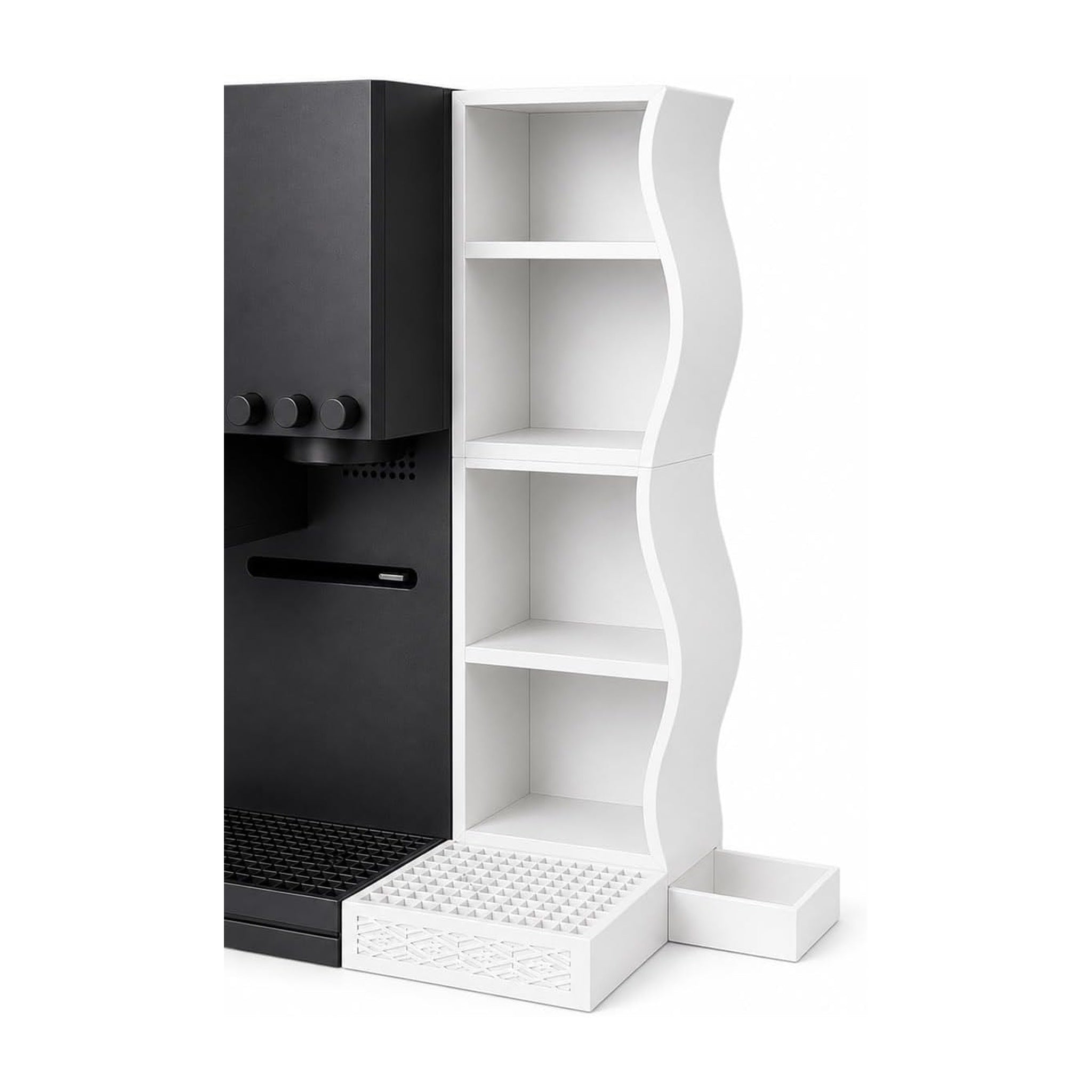 Wavy Coffee Station Organizer Compatible with xBloom Studio – 4-Tier Storage Shelf with Drip Platform & Side Tray