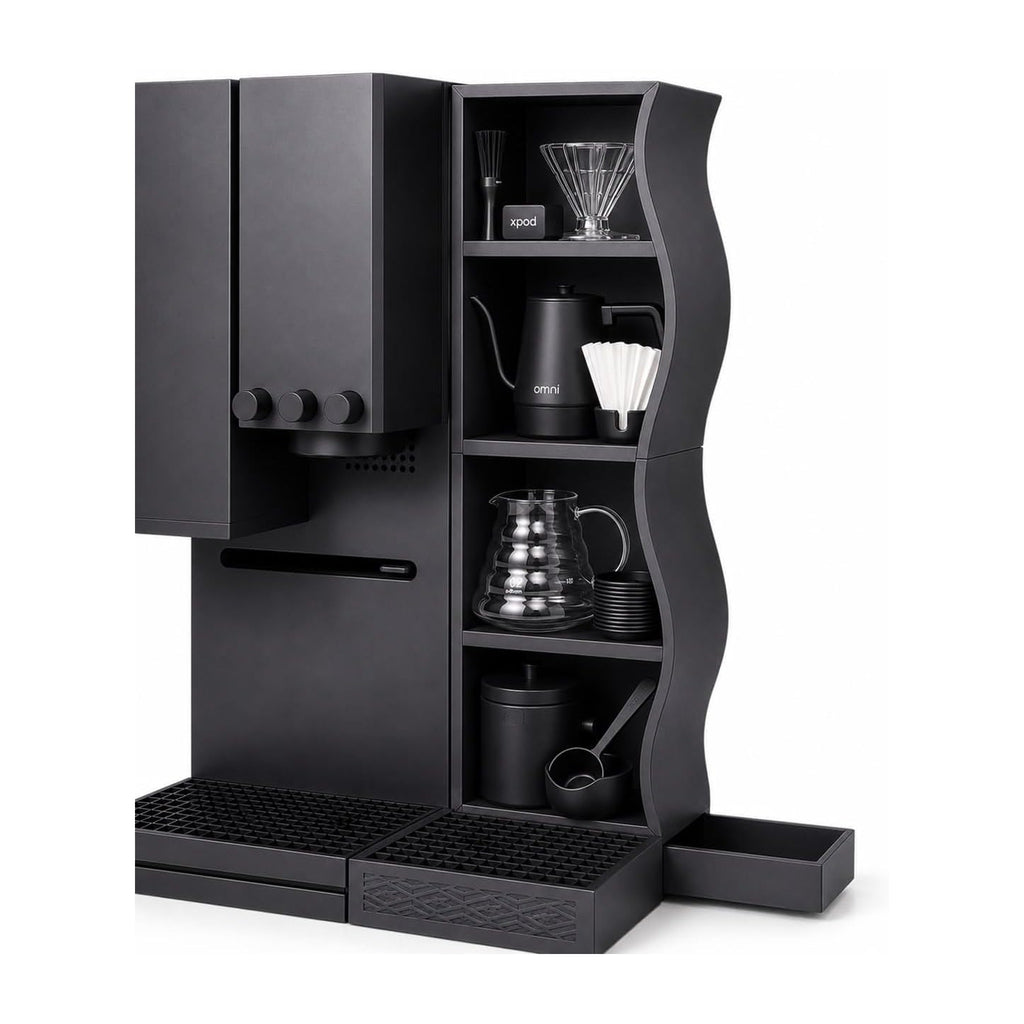Wavy Coffee Station Organizer Compatible with xBloom Studio – 4-Tier Storage Shelf with Drip Platform & Side Tray