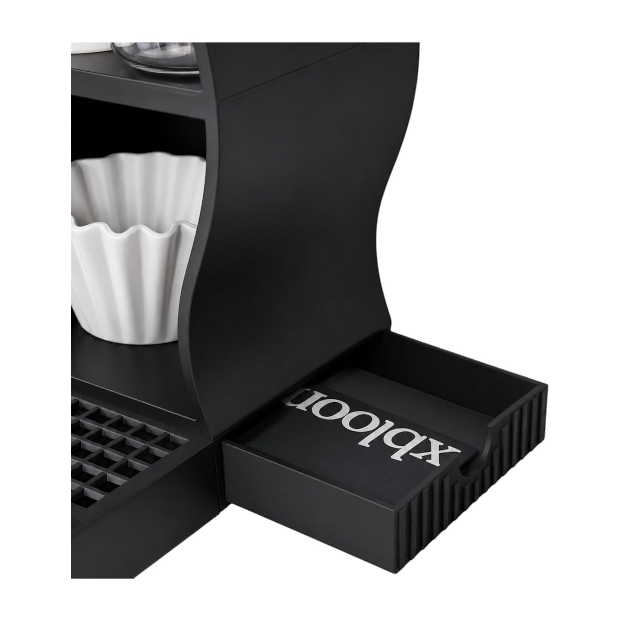 Wavy Coffee Station Organizer Compatible with xBloom Studio – 4-Tier Storage Shelf with Drip Platform & Side Tray