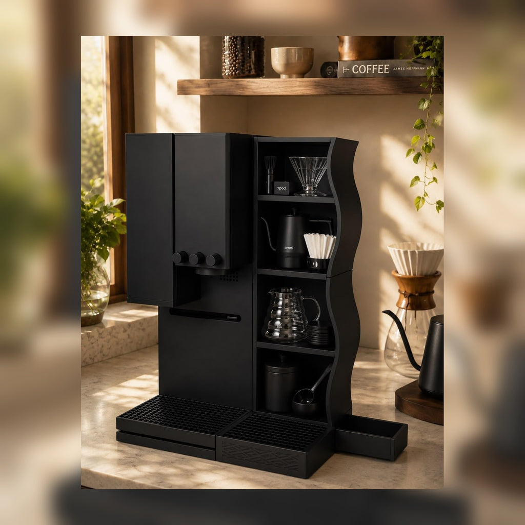 Wavy Coffee Station Organizer Compatible with xBloom Studio – 4-Tier Storage Shelf with Drip Platform & Side Tray