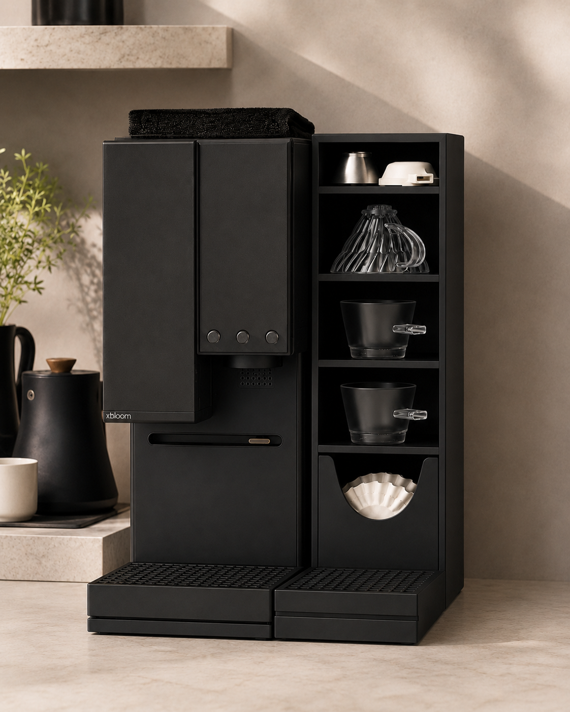 Coffee Accessory Organizer Compatible with xBloom Studio with Shelves & Drip Tray